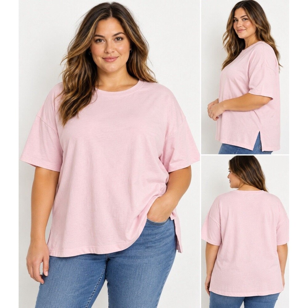 Old Navy Women’s Vintage Crew Neck T-Shirt 3X Palest Blossom Pink Cotton NWT